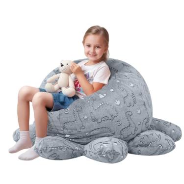 Imagem de COMAX Dinosaur Bean Bag Chairs for Kids 8-12, Large Kid Beanbag Chair with Filler, Big Toddler Lazy Floor Stuffed Couch Sofa for Girls Boys, Glowing Dino