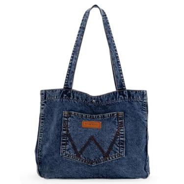 Imagem de Montana West Bolsa feminina Wrangler jeans grande bolsa de ombro para trabalho e viagens, Jeans, Large