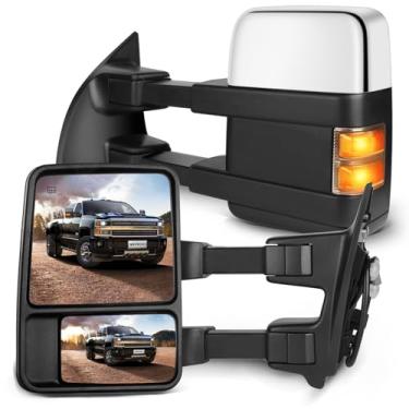 Imagem de SCITOO Adequado para espelhos de reboque Ford, espelhos retrovisores cromados, adequado para 2008-2016 para Ford para F250 para F350 para F450 para F550 Super Duty Truck Maior Potência Vidro Aquecido