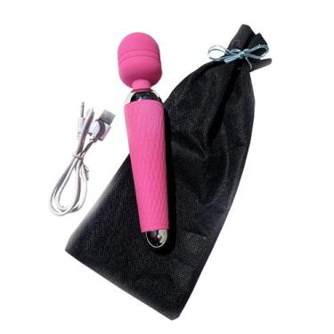 Imagem de Vibrador Corporal Varinha Potente Bateria USB 6000 Rpm Rosa Mágica Por