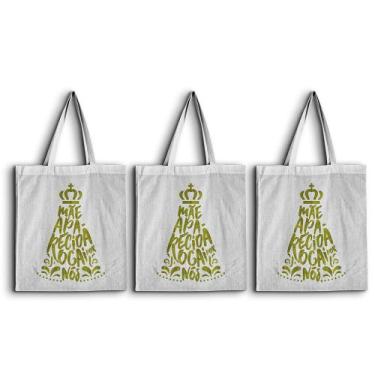 Imagem de 3 Ecobags Nossa Senhora Rogai Por Nós 100 Algodão Bolsa Ecológica - Re