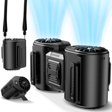 Imagem de Andwing Ventilador de cintura portátil recarregável, motores duplos destacáveis, ventiladores pessoais 5 velocidades 20000RPM fluxo de ar forte, 10000mAh 20H tempo de execução, ventilador de pescoço