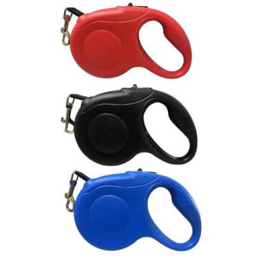 Imagem de Guia Passeio Retrátil 3 metros para Pet Cachorro Botão Controle Para R