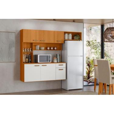 Imagem de Armário Compacto de Parede Suspenso Cozinha Manu 6 portas  gaveta - Po