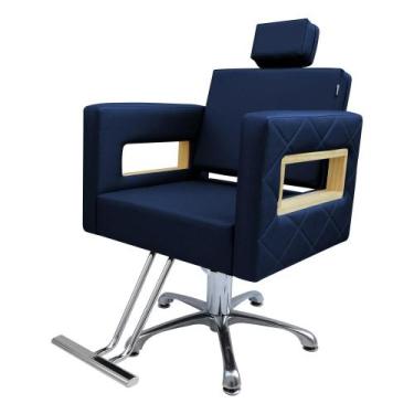 Imagem de Cadeira Poltrona Berlin Fixa Hidráulica Estofado Azul Marinho - moveis