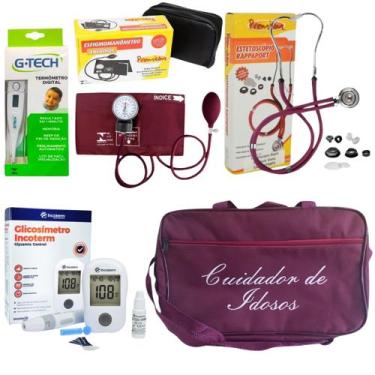 Imagem de Kit cuidador de idosos com esfigmo esteto rappaport completo preto - p