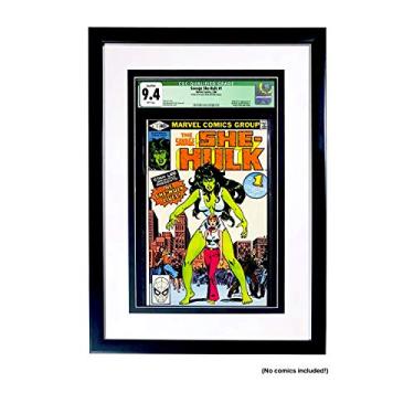 Imagem de Quadrinhos Coinz: Quadrinhos Graded Quadrado, Preto e Branco Tapete Livre de Ácidos, Inclui revestimento de poliéster protegido contra UV, serve para quadrinhos de grau CGC e CBCS, montável na parede com gancho de dente de serra