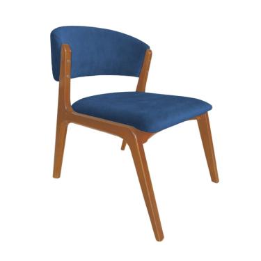 Imagem de Cadeira Kethellen Premium Madeira Maciça Cerejeira Veludo Azul