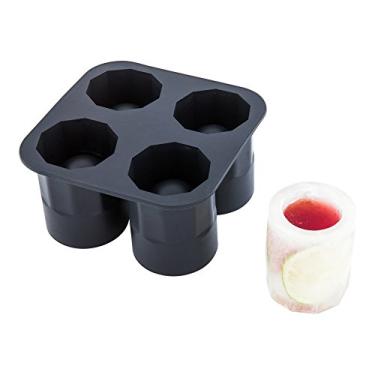 Imagem de Bandeja de vidro de shot de gelo de 4,4 cm – Faz 4 copos de shot – Perfeito para barras comerciais ou uso doméstico – Construído a partir de silicone preto durável – Pode ser lavado na lava-louças – 1-CT – Restaurantware