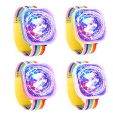 Imagem de BringLED Pulseira de LED interativa 【Pacote com 4】 Pulseiras recarregáveis com ativação sonora e 5 modos de piscar, lembrancinhas de festa para aniversários, festivais, shows e eventos de férias