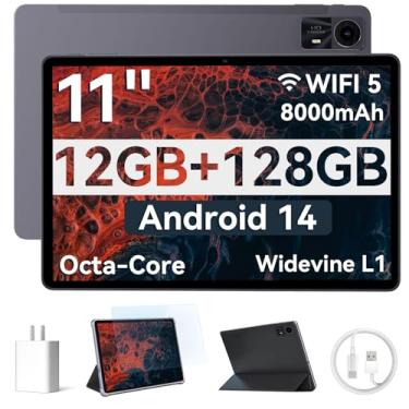 Imagem de Tablet, tablet Android 27.8 cm, 12GB RAM 128GB ROM 1TB expansão, Octa-Core, Android 14, câmera dupla, WiFi6, BT5.3, bateria de 8000 mAh, WiFi de banda dupla/BT 5.0/GPS