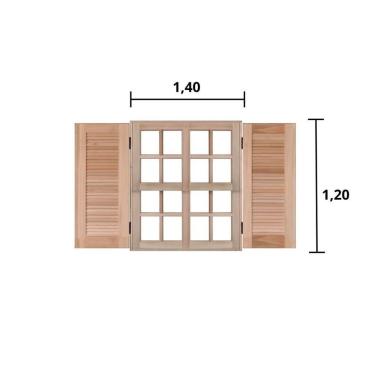 Imagem de Janela De Madeira Guilhotina 120x140cm 4 Folhas Rodam Natural