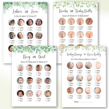 Imagem de WOODAMORE Hilarious Baby Shower Games Gender Neutral - 60 Pcs Funny Baby Games for Baby Shower Ideas, Baby Bump Or Beer Belly Shower Game, Boy Or Girl, Love Or Labor Baby Shower Activities Cards