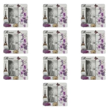 Imagem de Porta Retrato 10x15 Fotografia Kit 10 Unidades Decoraçao Moldura Paris Enfeite Flores Decoraçao