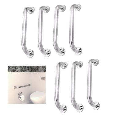 Imagem de Alça De Apoio Barra 30cm Kit 7 Unidades Inox Idoso Banheiro Box Corrimao Acessibilidade Suporte