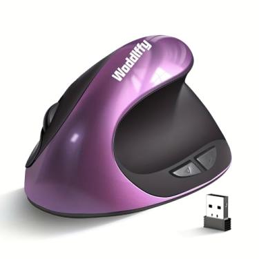 Imagem de Woddlffy Mouse ergonômico sem fio, mouse vertical para destros com 6 botões 1000/1200/1600 para laptop, desktop, PC, MacBook (roxo AA)