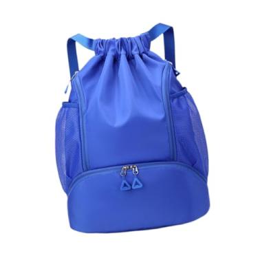 Imagem de oshhni Mochila com cordão para homens e mulheres, à prova d'água, bolsa de natação para praia, basquete, mochila leve com cordão, bolsa esportiva para, Azul