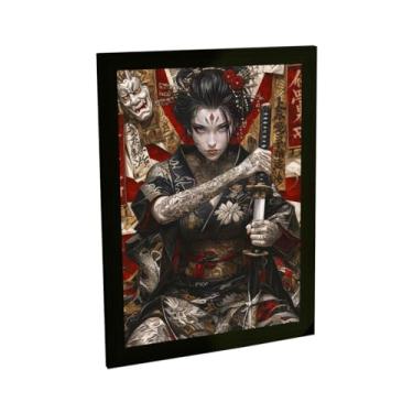 Imagem de Quadro Decorativo Anime Garota Samurai Ilustração Tattoo Decoração Poster Quarto Sala
