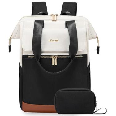 Imagem de Mochila para laptop LOVEVOOK para mulheres de 15,6" à prova d'água beg