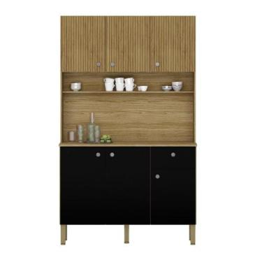 Imagem de Kit de Cozinha 6 Portas Barcelona Nero Ripado - CASA H