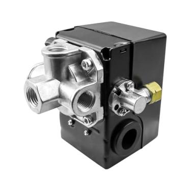 Imagem de Interruptor de pressão adequado para compressor de ar alternativo Ingersoll Rand 2340 2475 2545 7100 Substitua 23474570-A com descarregador e alavanca liga/desliga de 4 portas, 135-175 PSI