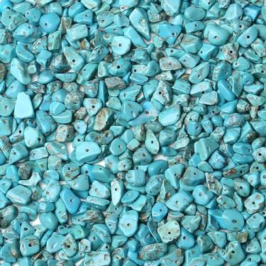 Imagem de ZHIYUXI 400 peças de contas de pedra natural turquesa 5-8 mm cristais pedras preciosas irregulares pedras soltas contas buraco joias perfuradas faça você mesmo para pulseira colar artesanato de árvore de cristal