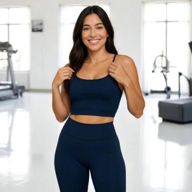 Imagem de Top Fitness ALÇA FINA Com bojo Slim Sutiã Esportivo Academia Corrida Y