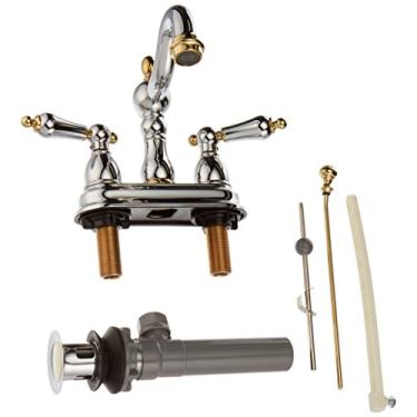 Imagem de Elements of Design Torneira de lavatório EB1604AL New Orleans 10 cm com pop-up de varejo, 10 cm de alcance do bico, cromo polido/latão polido