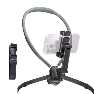 Imagem de Suporte de telefone de pescoço para Go Pro/gravação de vídeo, suporte de selfie de mãos livres POV/Vlog com alça no peito, suporte de celular ajustável em 360° compatível com iPhone 16 15 14 13 12