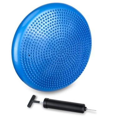 Imagem de Almofada JBM inflada para estabilidade e 2 bolas de massagem de lacrosse – Disco de equilíbrio de 33 cm com bomba – suporta até 70 lb, bolas firmes para liberação miofascial e terapia de ioga, Blue & Deep Blue - Balance Boards with 2pcs Balls