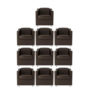 Imagem de Kit 10 Poltronas Bia Decorativa Reforçada Recepção Clínica Salão Sala De Estar Courino