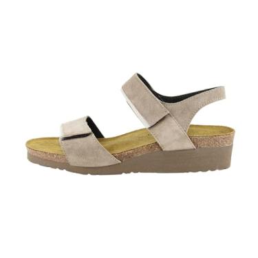 Imagem de NAOT Sandália feminina Aisha-Wide Wedge, Camurça amêndoa, 8-8.5