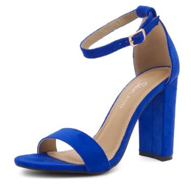 Imagem de Herstyle Rosemmina sandália feminina de salto alto com tira no tornozelo e salto grosso, Royal Blue, 10