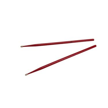 Imagem de MERIGLARE Conjunto de 2 baquetas de madeira portáteis antiderrapantes, leves e profissionais para exercícios de percussão acústica para iniciantes, 5a Vermelho