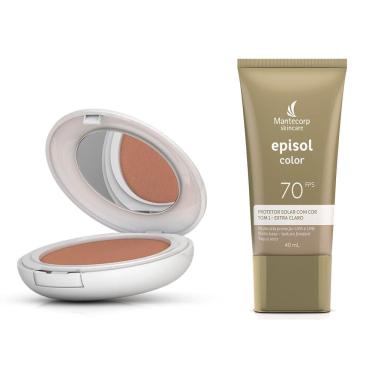 Imagem de Kit Protetor Solar Episol Color FPS 50 Pó Compacto Tom 4 Médio Escuro 10g e Protetor Solar Episol Color Tom 1 Extra Claro FPS 70 40ml