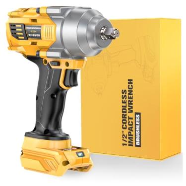 Imagem de NATBEESY Chave De Impacto Para Bateria Dewalt 20V Max: Chave De Impacto De Anel De Porco De 1/2 Polegada, Alto Torque - 1000 N.M (750 Ft-Lbs), Pistola De Impacto Sem Fio - Motor Sem Escova Com Luz L