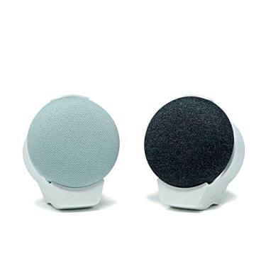 Imagem de Suporte de tomada de parede doqxD para Google Home Mini: Essentials feito para Google Home Mini - serve para tomadas horizontais e verticais (pacote com 2, branco geada)