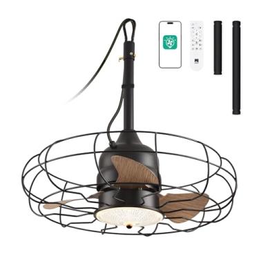 Imagem de Orison Ventilador de gazebo, ventiladores de teto ao ar livre com luz para pátios e controle remoto, ventilador suspenso externo com classificação úmida de 53 cm para gazebo, iluminação em gaiola para