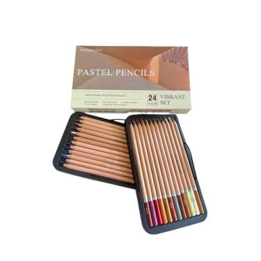 Imagem de MAIMOUFIN Lápis pastel macio, 24 cores, conjunto de lápis de desenho vibrante, pastéis de nível profissional, materiais de arte para desenhar, esboçar, colorir (marrom)