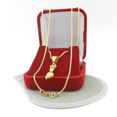 Imagem de Corrente Masculina 60Cm 1Mm + Figa 20Mm Folheado Ouro Cr213B - Wnbijou