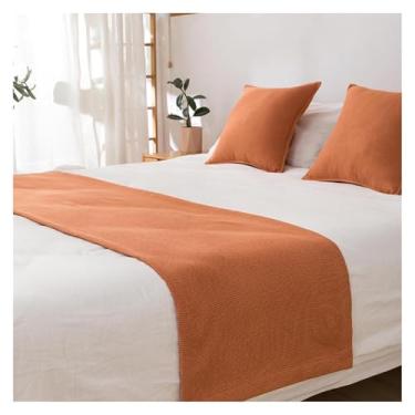 Imagem de Cachecol de corredor de cama de hotel cor pura cachecol macio protetor de cama simples roupa de cama decorativa à prova de poeira cobertor de tiras para cama de solteiro queen king size - laranja||