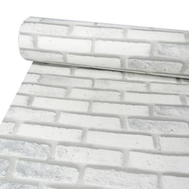 Imagem de Vinil Adesivo Tijolo à Vista Branco Realista 3D Lavável P/Revestimento de Parede
