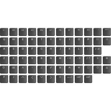 Imagem de Arctic-Fox Teclas de perfil baixo, teclas pretas PBT Doubleshot Click Text Clear para teclados iluminados, teclas de substituição para teclado mecânico Kailh Chocolate Switch