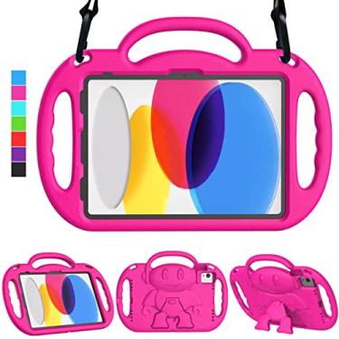 Imagem de TOEVEK Capa infantil para iPad 10ª geração 10,9 polegadas 2022, iPad Air 5ª/4ª geração com alça de ombro, capa protetora durável à prova de choque para iPad 10, Air 4/5 e Pro 11, rosa