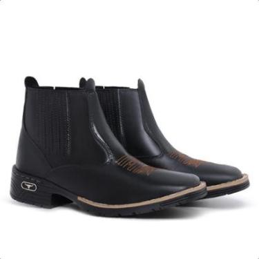 Imagem de Bota Botina Texana Preta Masculina Bordada Elegante Rodeio Dia a Dia Moderna-Masculino