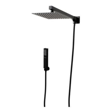 Imagem de Kit Ducha Quadrada 30x30Cm Com Braco Parede Ducha Manual Preto Fosco D
