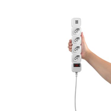 Imagem de Protetor Eletronico C/ 4 Tomadas E 2 Usb - Epe 204 Usb + Br