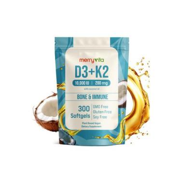 Imagem de Suplemento MERRY VITA Vitamina D3 K2 300 Cápsulas Gelatinosas 10000UI