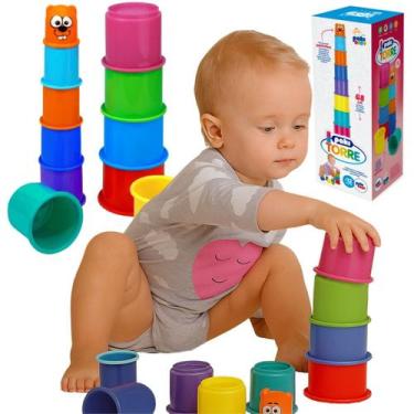 Imagem de Brinquedo Torre De Potinhos Pakitoys 11 Peças Coordenação