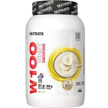 Imagem de WHEY PROTEIN W100 POTE 900G BANANA NUTRATA